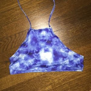 blue tie dye halter bikini top